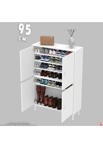 Efna Ayakkabılık - Kapaklı 4 Raf 6 Bölmeli Dar Alanlar İçin Çok Amaçlı Dolap 95 Cm Genişlik Beyaz Efna Ayakkabılık - Kapaklı 4 Raf 6 Bölmeli Dar Alanlar İçin Çok Amaçlı Dolap 95 Cm Genişlik Beyaz