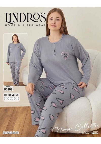 Boyraz Lindros Kadın Pamuklu Düğme Yaka Raporlu İnterlok Battal Pijama Takımı 05102 - 1 Adet Gri Boyraz Lindros Kadın Pamuklu Düğme Yaka Raporlu İnterlok Battal Pijama Takımı 05102 - 1 Adet Gri