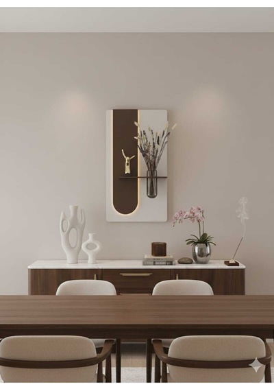 Okaliptus Ahşap Pilli Ledli İskandinav Tarzı Salon Duvar Rafı Modern Çiçeklik 40 X 70 Cm Paris Grisi - Ahşap Ceviz