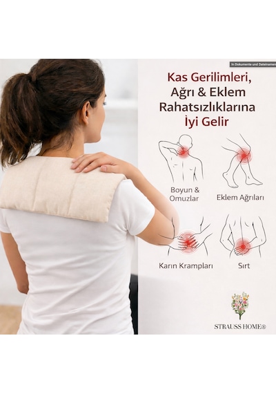 Strauss Home Çavdar Yastığı 800g Çıkarılabilir & Yıkanabilir Kılıf %100 Doğal Çavdar Dolgu Isı Ve Soğuk Terapisi Ekru