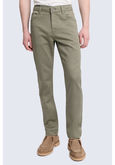 Hatemoğlu Yeşil Slim Fit 5 Cep Pamuklu Kanvas Pantolon