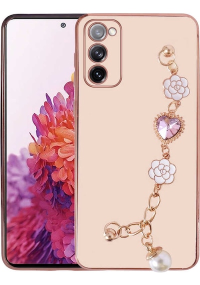 Galaxy S20 Fe Uyumlu El Tutamaçlı Kamera Korumalı Zore Taka Silikon Kılıf-pembe Pembe