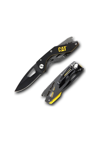 Cat Da980267 Kemer Askı Kancalı Şişe Açacaklı Katlanabilir 16cm Paslanmaz Çelik Siyah Kamp Çakısı