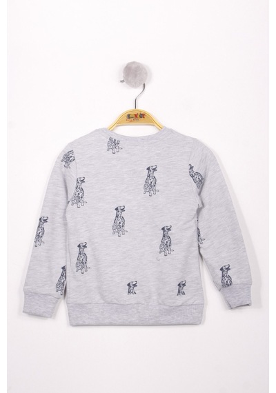 Toontoy Kids Toontoy Erkek Çocuk Relax Fit Bisiklet Yaka Baskılı Sweatshirt - 2 İplik Gri