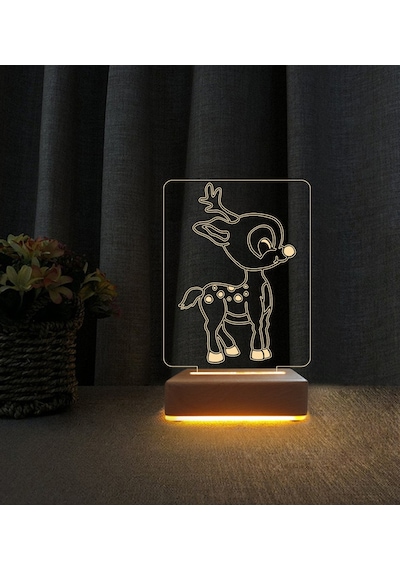 Yavru Geyik Lamba 3d Led Masa Lambası Doğum Günü Hediyesi Lamba