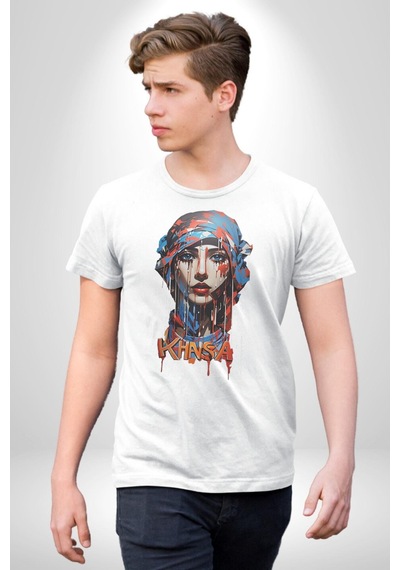 Khansa Eşarp Kadın Tasarımı Unisex Unisex Beyaz Organik Baskılı T-shirt Penye Yüksek Kalite Beyaz