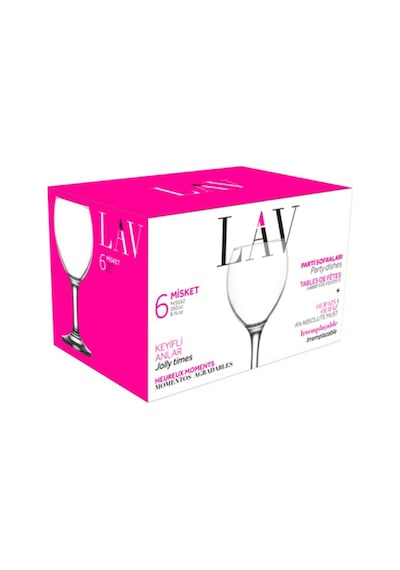 Lav Misket Cam Kırmızı Şarap Kadehi 6'lı 260 ml Ayaklı (Meşrubat Bardağı)