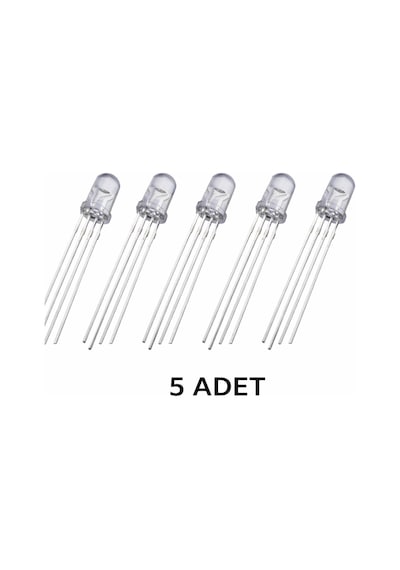 5 Adet 4 Pin 5mm Multicolor Rgb Led Ortak Anot Led Diyot Işık La