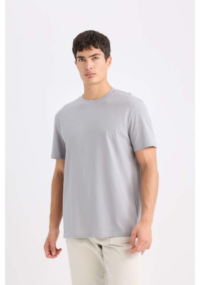 DeFacto %100 Pamuk New Regular Fit Bisiklet Yaka Basic Düz Kısa Kollu Tişört V7699AZ25SPGR89