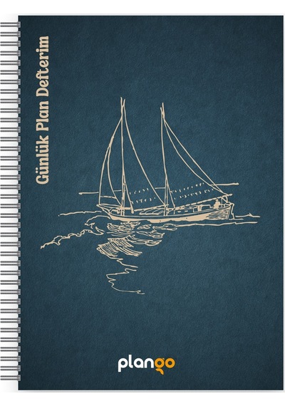 Gemi Spiralli Günlük Planlama Defteri - 100 Sayfa - 17x24 Planlayıcı Defter Beyaz - Mor