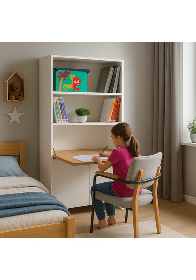 Kitaplıklı Ve Açılabilir Çalışma Masalı Çok Amaçlı Ünite %100 M 1 Beyaz