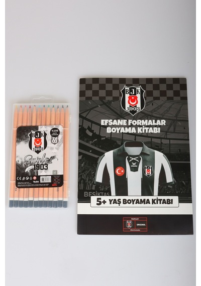 X Dekomus Lisanslı Beşiktaş Boyama Seti 12'li Kuru Boya Kalemi Ve Boyama Kitabı Altın