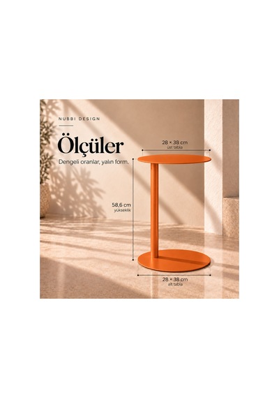 Slate Metal C Sehpa Modern Tasarım Elips Tablalı Minimalist Koltuk Yanı Sehpa Turuncu - 935314037 Turuncu