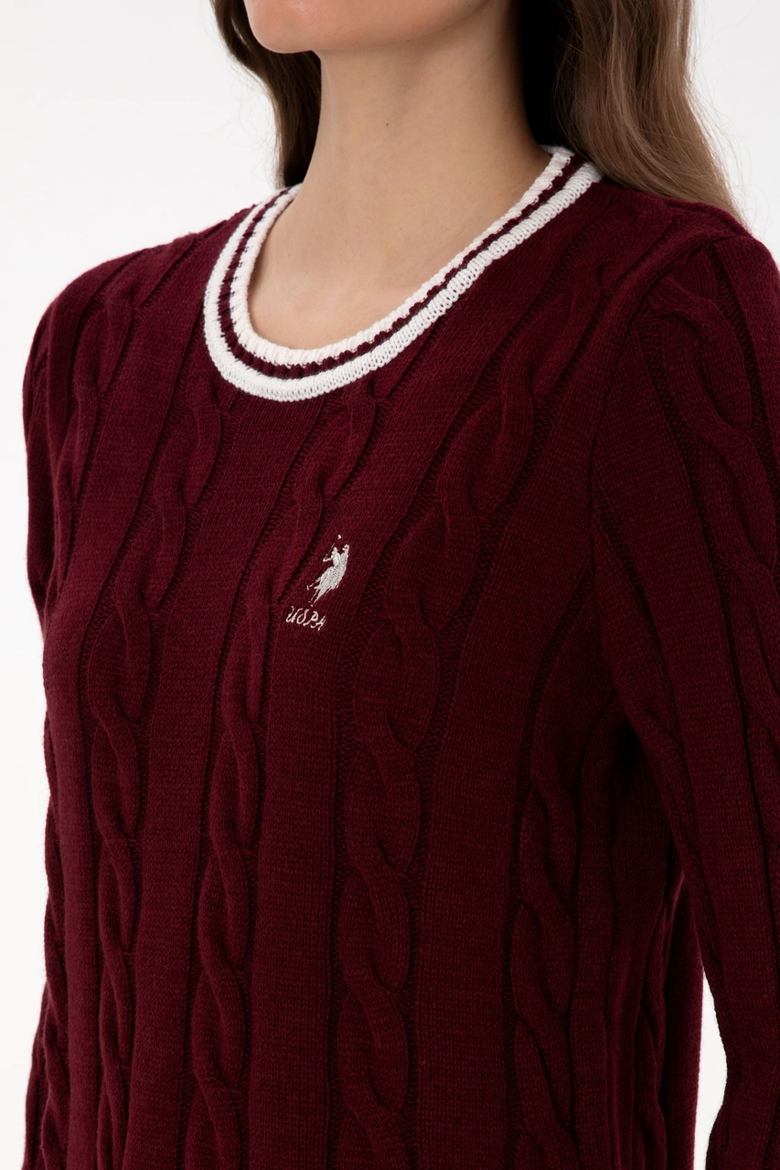 U.S. Polo Assn. Kadın Bordo Bisiklet Yaka Kazak 50317182-VR014