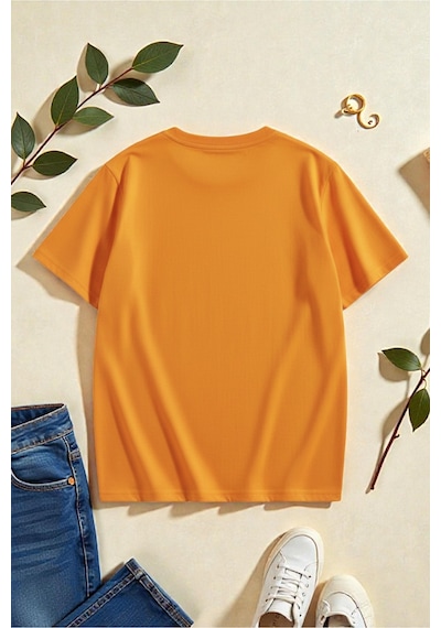 Uyguntarz Unisex Love Me More Baskılı Tasarım Tshirt Turuncu