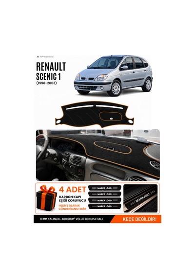 Renault Scenıc 1 1996-2003 Uyumlu Torpido Örtüsü, Torpido Kılıfı - Siyah Kahverengi