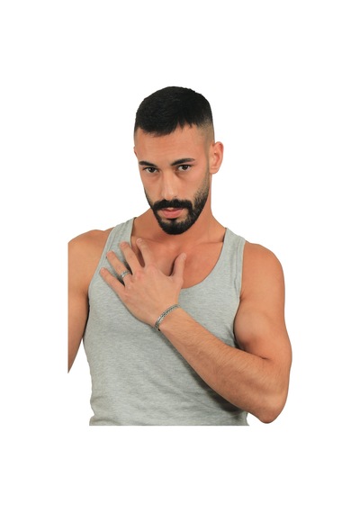 Labalaba Erkek Antik Gümüş Kaplama Ayarlanabilir Kabartma Dokulu Halka Zincir Yüzük & Açık Band Bileklik Set Gümüş