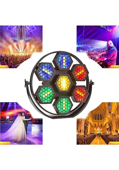 Quenlite QD-950 DMX 7x50W Sahne Disko Işık RETRO 7 Gözlü Led Boyama Efekti RGBW