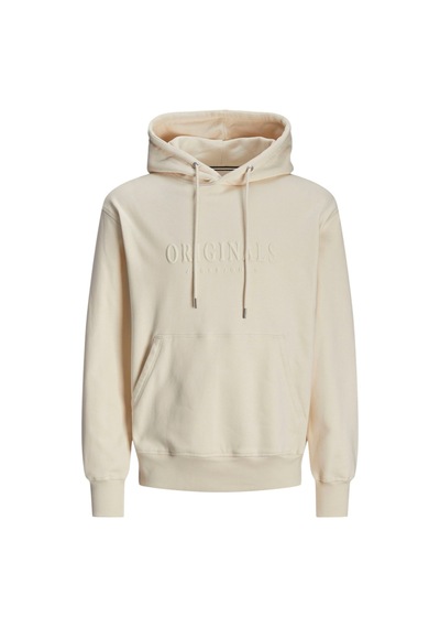 Jack & Jones Erkek Kapüsonlu Gögüs Logo Baskili Sweatshirt Beyaz