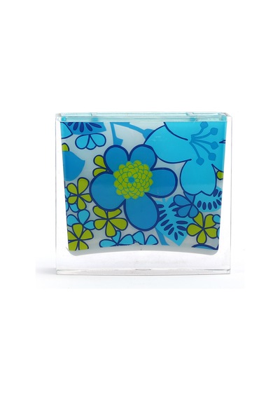 DİŞ FIRÇALIK MAVİ ÇİÇEKLİ AKRİLİK 10X10X3CM Diğer