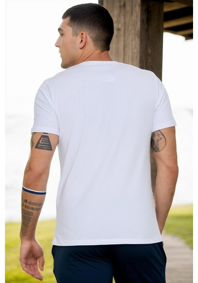 T8569 Dewberry Bisiklet Yaka Erkek T-shırt-açık Beyaz