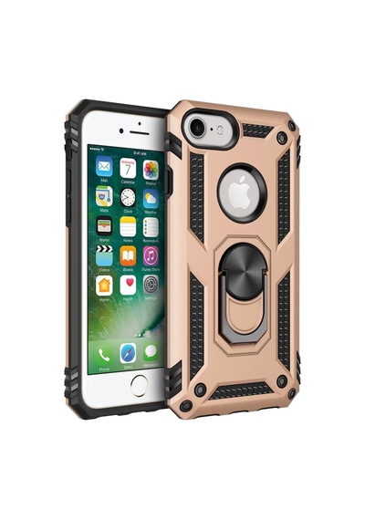 Newface Apple  Uyumlu - iPhone 7 Kılıf Sofya Yüzüklü Silikon Kapak - Gold