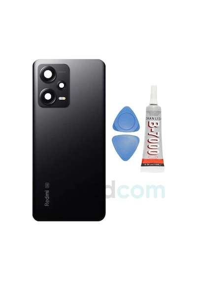Xiaomi Redmi Note 12 Pro Plus 5g Siyah Kamera Camlı Arka Cam Batarya Pil Kapağı Telefon Arka Kapak
