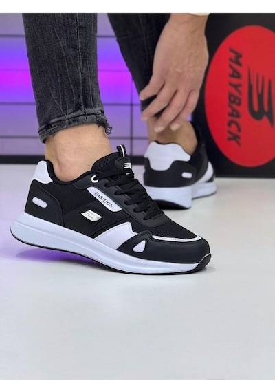 Mayback Erkek Günlük Ortopedik Sneaker Spor Ayakkabı Siyah Beyaz