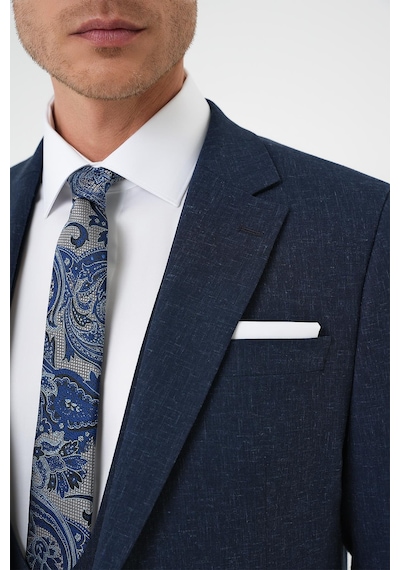 Efor Slim Fit Çift Yırtmaç Keten Karışımlı Yelekli Klasik Lacivert Takım Elbise Tk 914 Lacivert Efor Slim Fit Çift Yırtmaç Keten Karışımlı Yelekli Klasik Lacivert Takım Elbise Tk 914 Lacivert