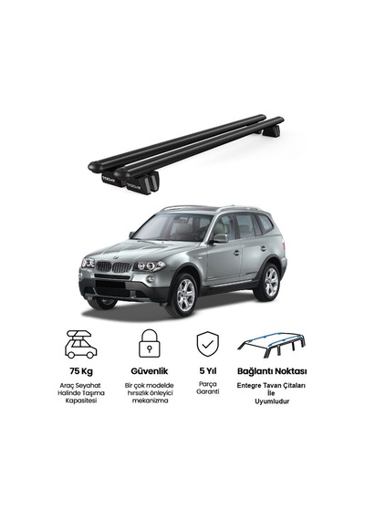 Pençe Bmw X3 E83 Ara Atkı 2004-2010 Uyumlu Siyah Ara Atkı Port Bagaj Tavan Barı
