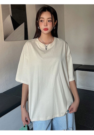 Flood Of Style Kadın Bej Strıve To Be Better Baskılı Oversize Bisiklet Yaka Tişört