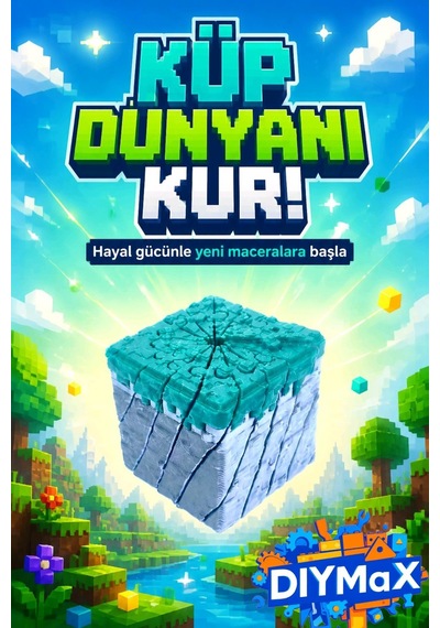 Voksel Fidget Çim Küp 3.5cm Pixel Art Kaydırmalı Stres Oyuncağı El Oyuncağı - Gri