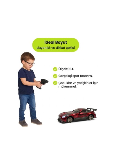 Uzaktan Kumandalı Işıklı 7 Fonksiyonlu 1:14 4 Çeker 10 Km/s Hızlı 4 Yedek Lastikli Oyuncak Drift Arabası Kırmızı