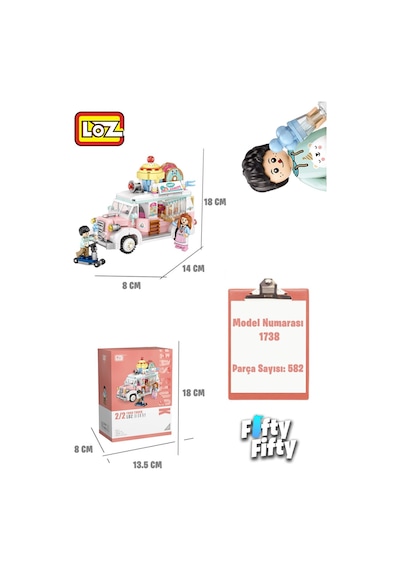Loz Mini Block Serisi Food Truck/yemek Kamyonu -lz1738 582 Parça Oyuncak Yapım Seti
