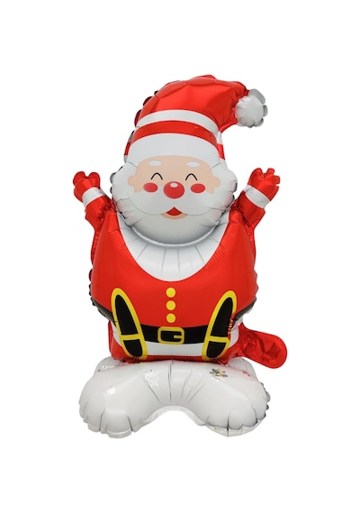 Ayaklı Küçük Oturan Noel Baba Folyo Balon 59x35 Cm Kırmızı - Beyaz