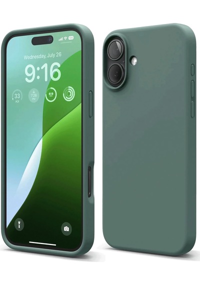 Newface - 900 - iPhone Uyumlu 16 Plus Kılıf Nano İçi Kadife Silikon - - Csmo-tex - Koyu Yeşil