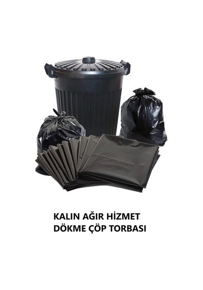 10 Kg Kalın Dökme Çöp Torbası 80x110 Cm Ağır Hizmet Çöp Poşeti Jumbo Boy Siyah Renkli