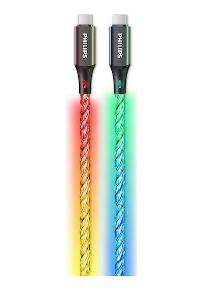 Philips Dlc5130c/00 60w 3a Usb-c To Usb-c Rgb Renkli Şarj Kablosu, 1 Metre
