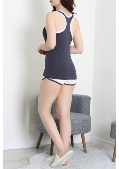 Modi Şortlu Pijama Takımı Fümefuşya - 52357.2161. Açık Bej - Siyah