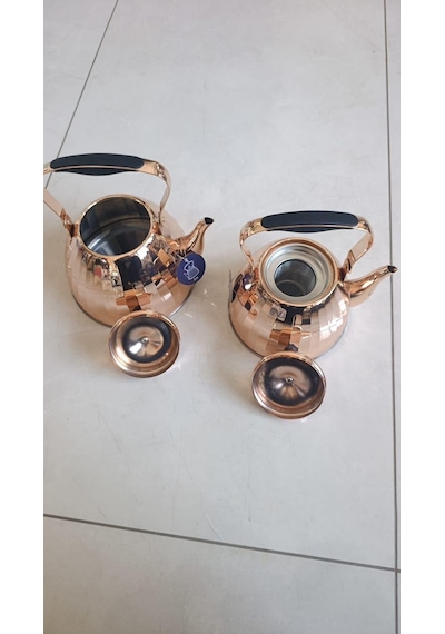 2 Litre Ve 3 Litre Çaydanlık Takımı Bakır Renk Paslanmaz Çelik Çaydanlık İthal Demlik Çaydanlık