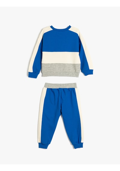 Koton Eşofman Takımı Uzun Kollu Pamuklu Sweatshirt Ve Eşofman Altı Şardonlu Mavi 5wmb10019tk Mavi