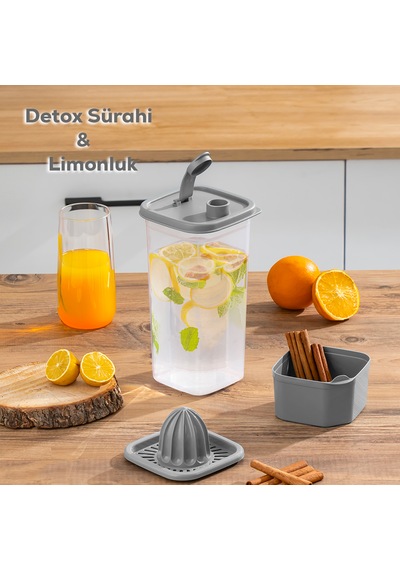 Porsima 1110 Detoks Sürahi & Limonluklu Şeffaf-gri 2lt