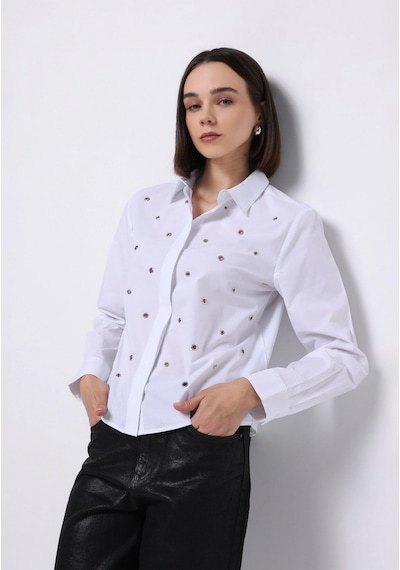 Colin's Colins Regular Fit Shirt Neck Düz Kadın Beyaz Uzun Kol Gömlek Cl1075572 Q1.v1 Wht Beyaz
