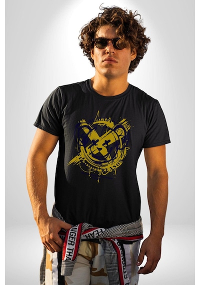 Sebep Olmadan Mutlu Ol Unisex Unisex Siyah Organik Baskılı T-shirt Penye Yüksek Kalite Siyah