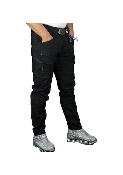 Mikro Taktikal Outdoor Kargocep Içipolarlı 7cepli Softjel Sıvı Ve Rüzgar Geçirmez Kışlıkcargoceppantolon Siyah