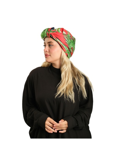 Hürrem Bone Kırmızı Pratik Hazır Geçmeli Tesettür Bone İpek Desenli 2410 31 Kırmızı