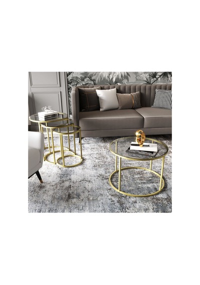 Royal 75cm Zigon Ve Orta Sehpa Seti Mat Gold Eskitme Metal - Temperli Şeffaf Cam Gold Şeffaf Royal 75cm Zigon Ve Orta Sehpa Seti Mat Gold Eskitme Metal - Temperli Şeffaf Cam Gold Şeffaf