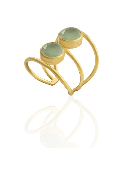 Kadir Jewellery 22 Ayar Altın Kaplama Kadın Zirkon Taşlı Yüzük Açık Yeşil 99341099