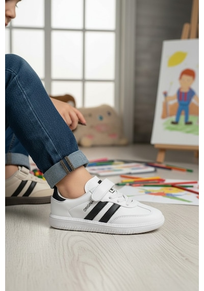 Enoch Erkek Çocuk Süet Detaylı Ve Cırt Cırtlı Rahat Günlük Sneaker Spor Ayakkabı Beyaz - Siyah Enoch Erkek Çocuk Süet Detaylı Ve Cırt Cırtlı Rahat Günlük Sneaker Spor Ayakkabı Beyaz - Siyah