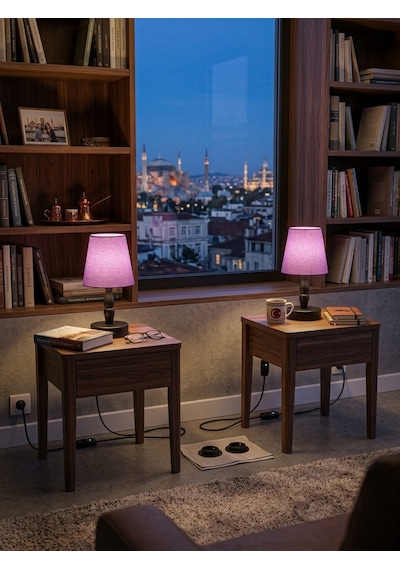 Hak Dekor Aydınlatma Elegant Masa Lambası 2 Li Set Şeker Pembe